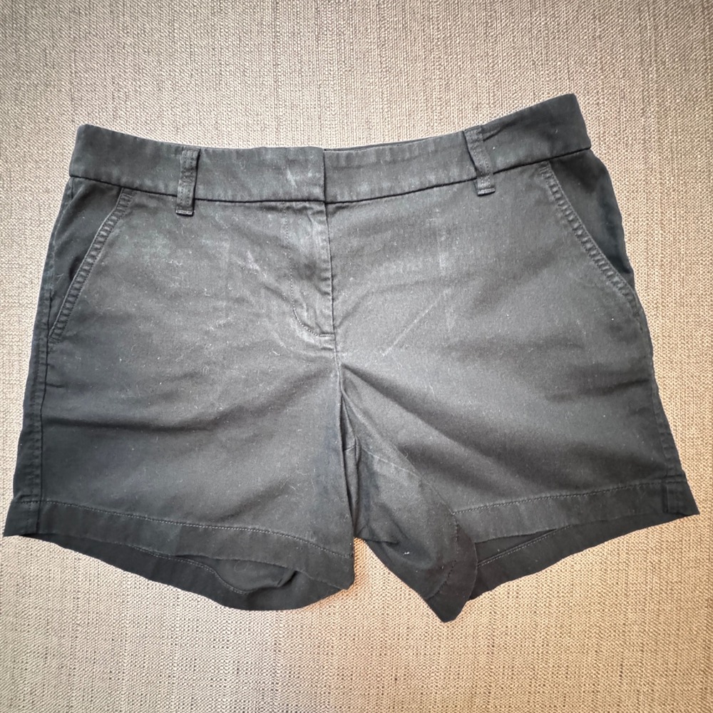 J.Crew Womens Black Cotton Chino Shorts Size 10 Solid Casual Summer Twill